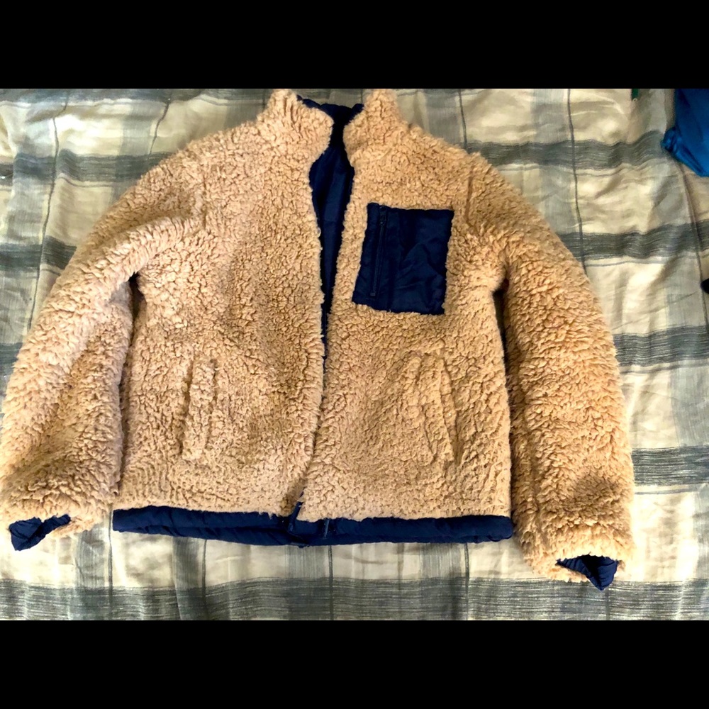 Reversible puffer/teddy jacket